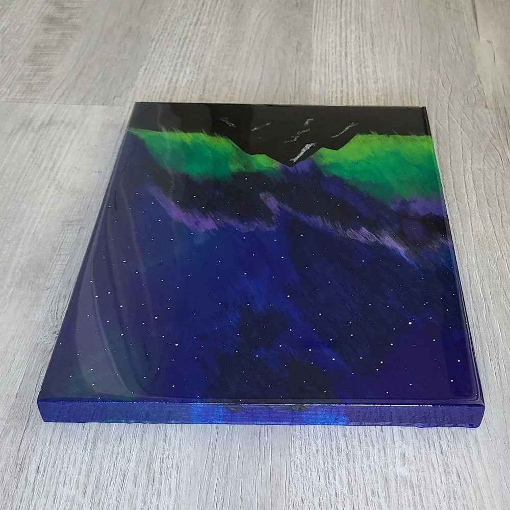 Original Art, Northern Lights, Acrylic Painting With Resin - Picture 5 of 7